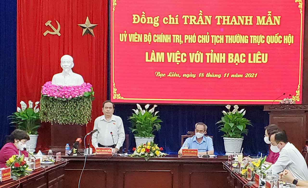 PHÓ CHỦ TỊCH THƯỜNG TRỰC QUỐC HỘI TRẦN THANH MẪN LÀM VIỆC VỚI TỈNH BẠC LIÊU